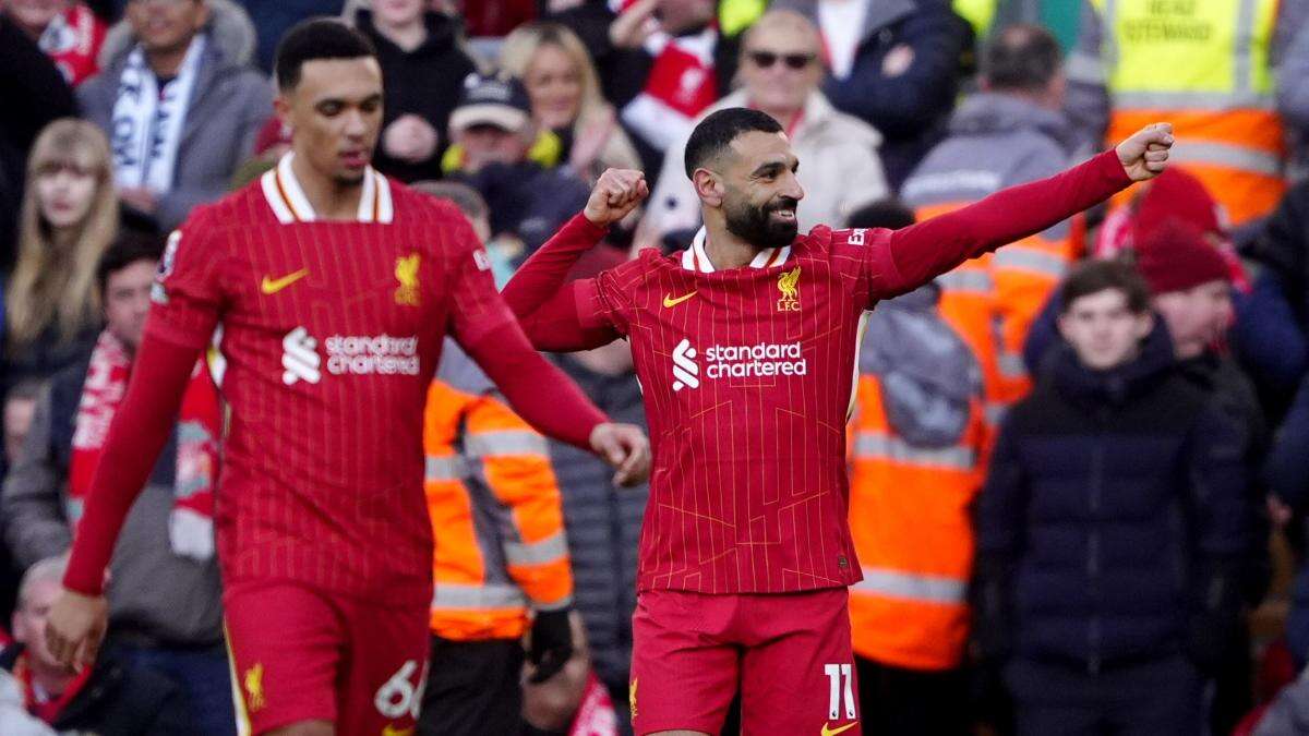 Mohamed Salah hits milestone 100th PL goal at Anfield as Liverpool thump Ipswich