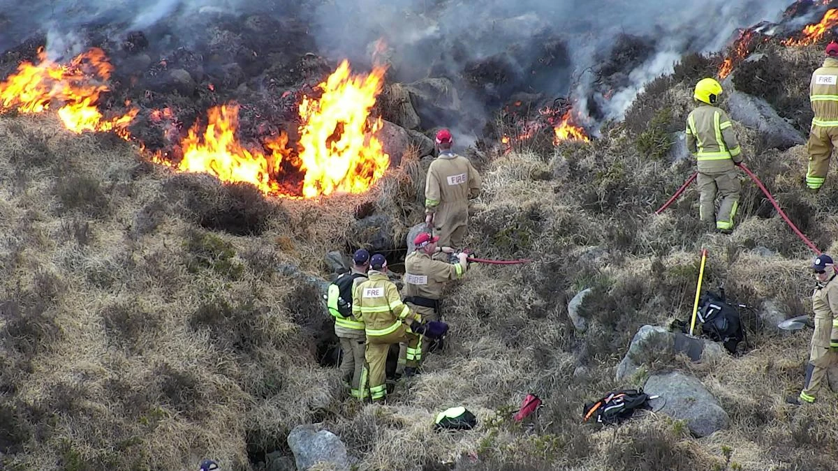 More than 50 firefighters battle blaze in the Mourne Mountains