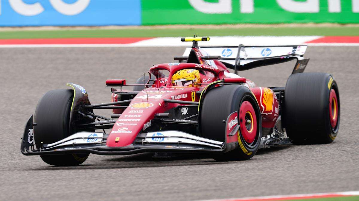 Ferrari’s Lewis Hamilton sets the early pace on second day of testing in Bahrain