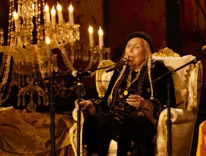 Joni Mitchell makes Grammys debut at age 80 with rare, touching performance