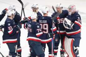 Teams USA reacts after fans in Montreal boo American national anthem at 4 Nations Face-Off