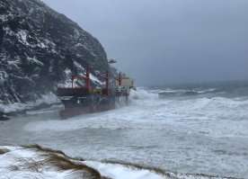 Cargo ship crew rescued after running aground on Newfoundland coast