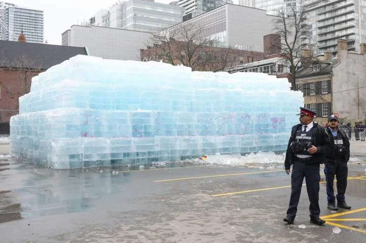 Toronto fire to mitigate safety risks as crowds look to melt Drake’s ice sculpture