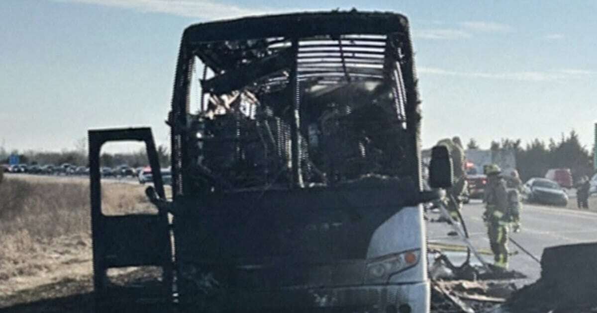 Bus carrying Indiana University men's basketball team bursts into flames on highway