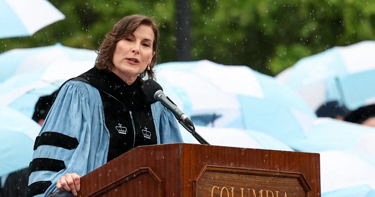 Columbia University president acknowledges Mahmoud Khalil's absence in commencement speech