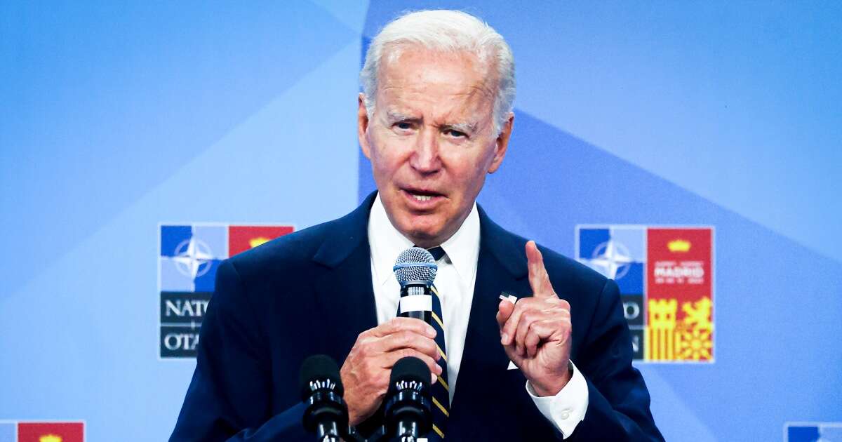 Biden seeks to undermine a Trump talking point in NATO summit address