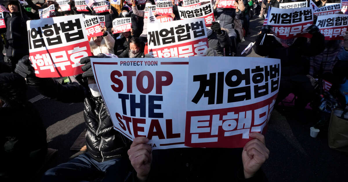 Supporters of impeached South Korean president find inspiration in Trump