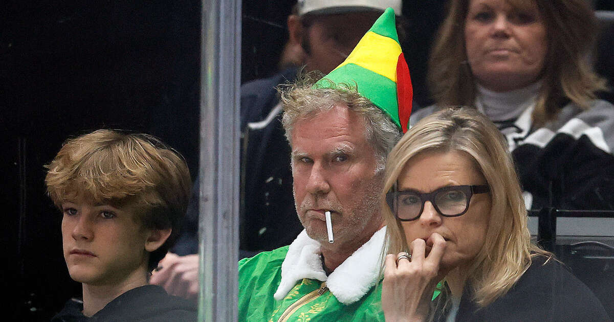 Will Ferrell dressed as his ‘Elf’ character in the crowd of an NHL game 