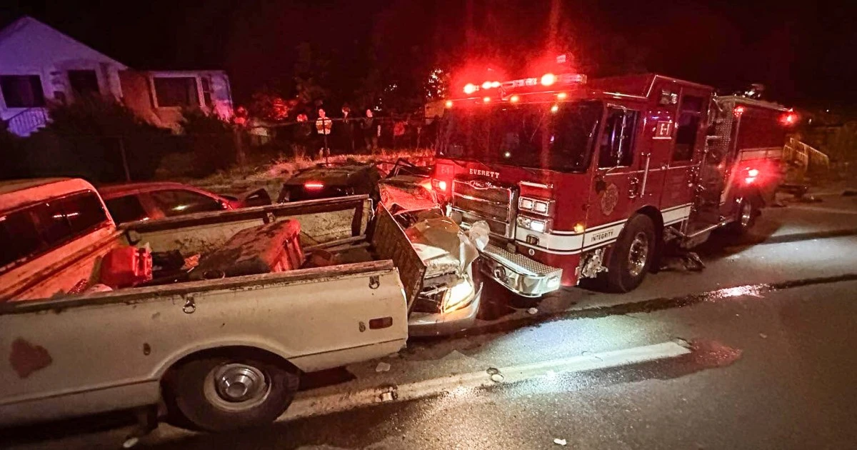 Stolen fire truck leaves a trail of wrecked vehicles in Washington state