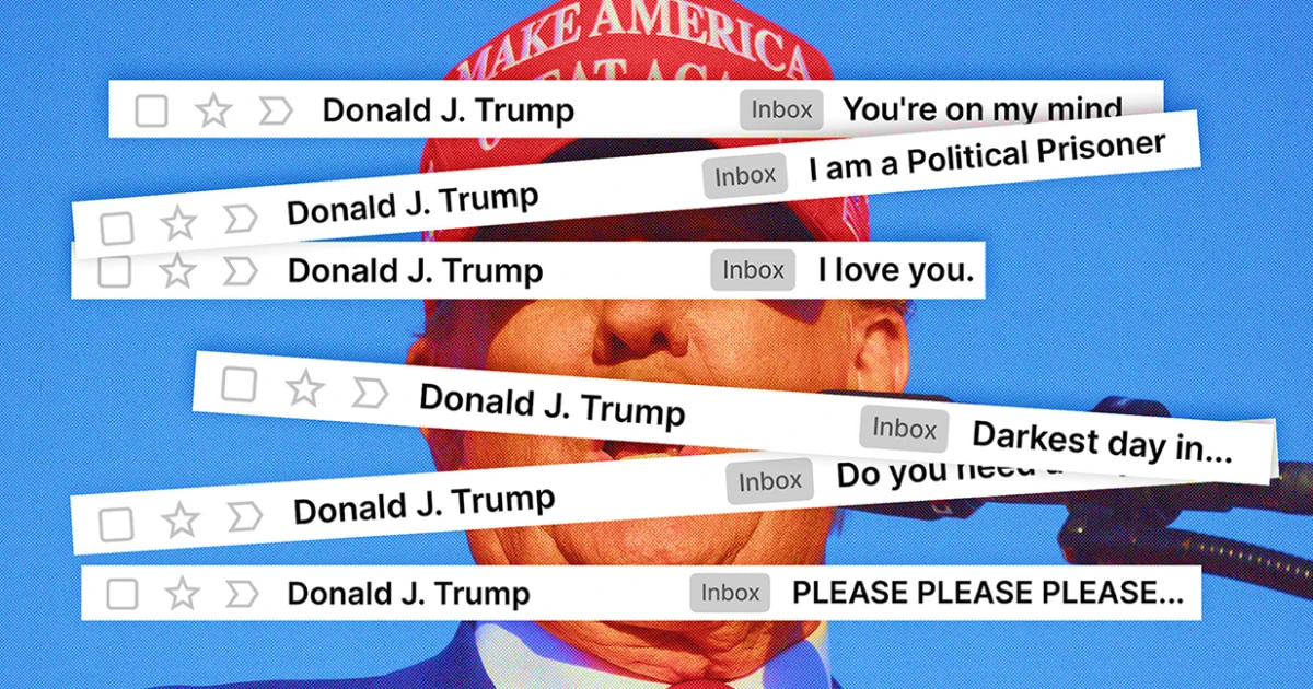 From hugs to guillotines, Trump's fundraising emails are a roller coaster 