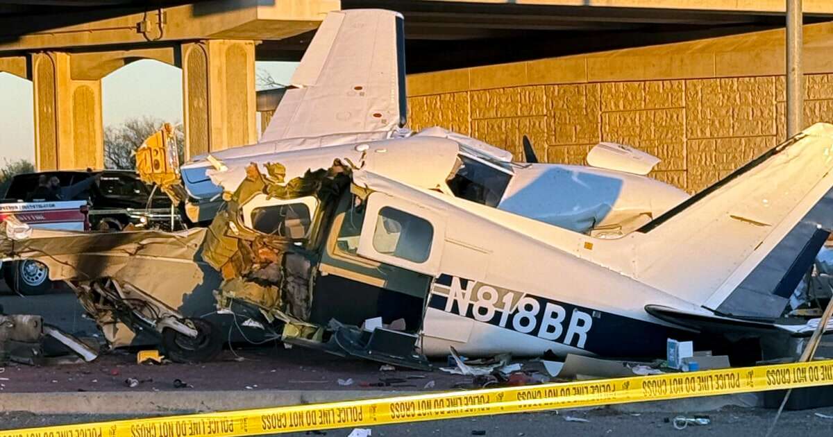 Four hurt when plane crashes into cars on South Texas street