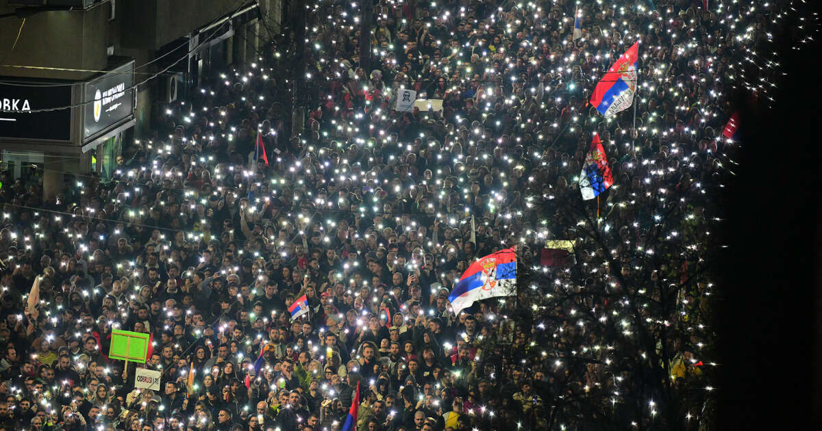 Over 100,000 Serbian protesters gather in massive anti-government rally