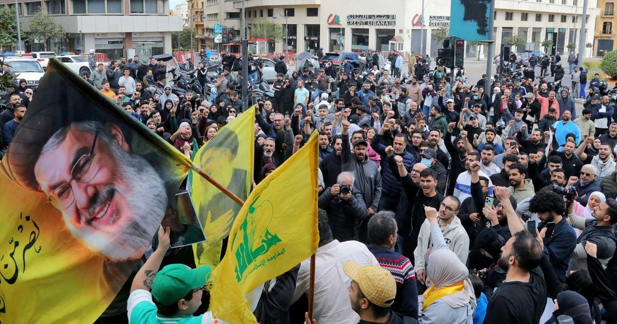 Hezbollah supporters protest against Israel negotiations
