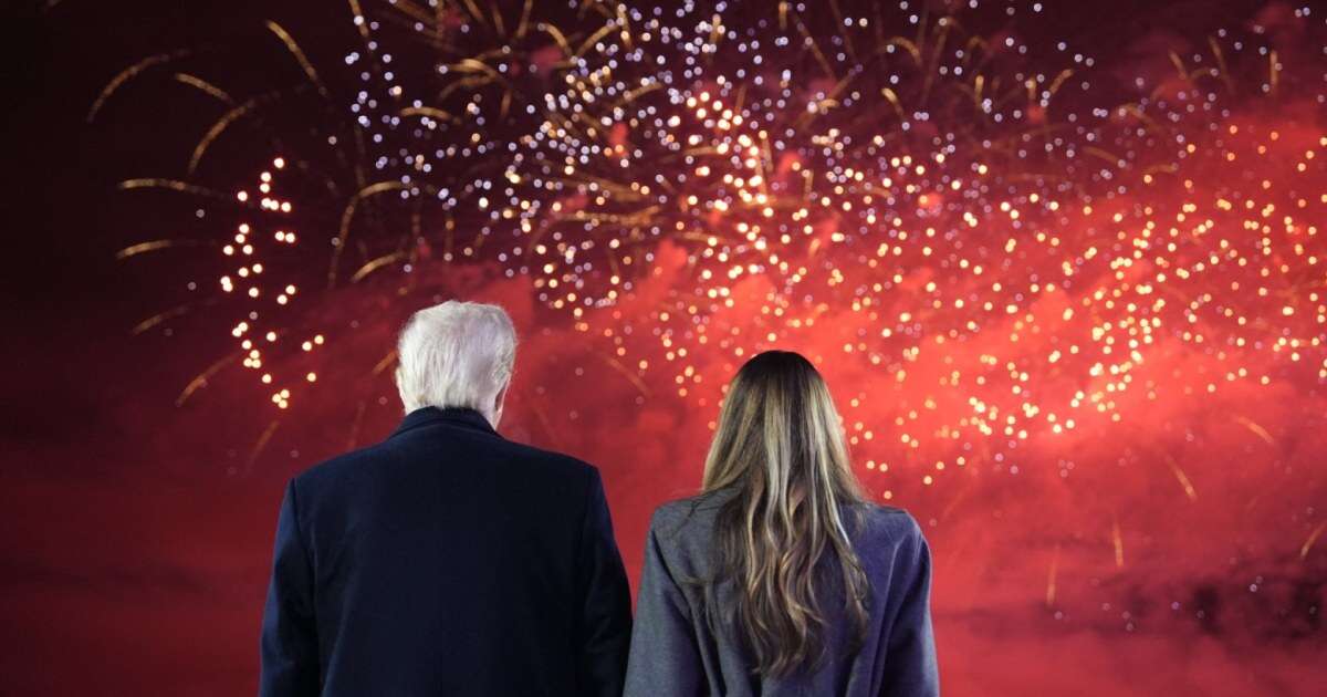 Donald and Melania Trump watch pre-inauguration fireworks from Virginia golf club