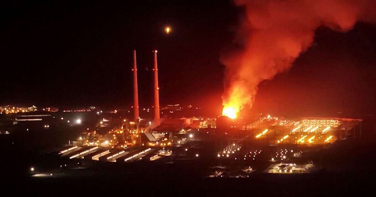 Video shows a fire burning at the site of Vistra Corp's Moss Landing power plant in California