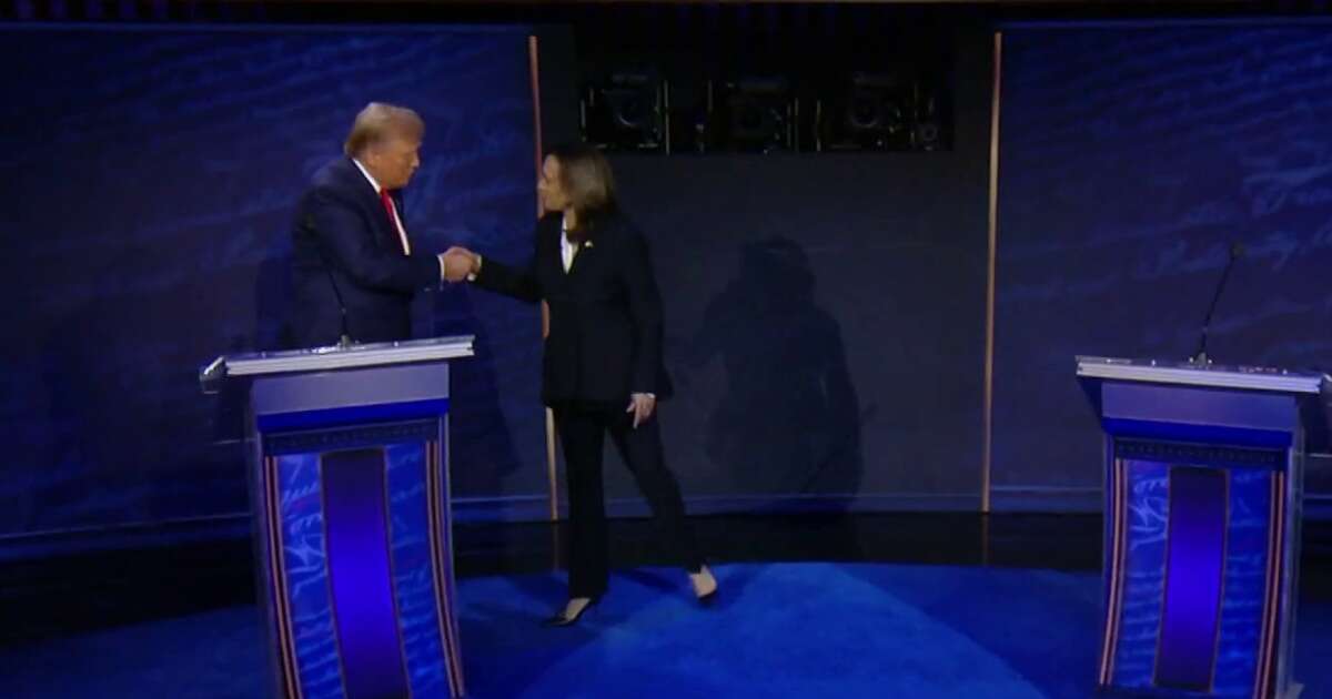 Harris and Trump shake hands during first interaction at presidential debate