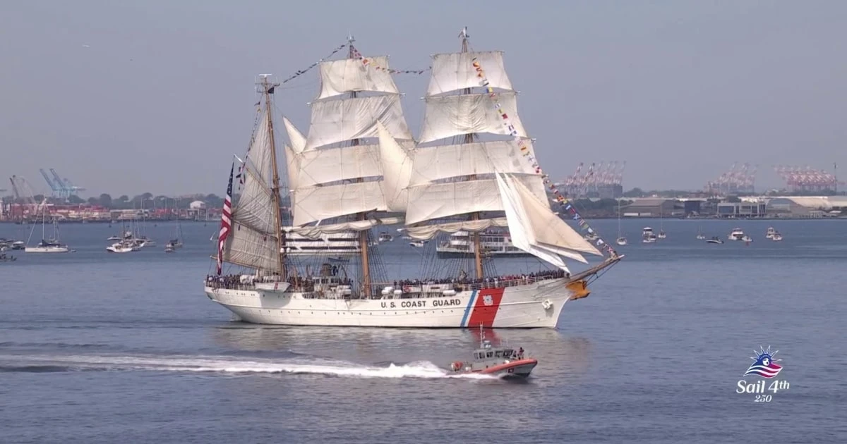 U.S. Coast Guard cutter Eagle lands in New York Harbor