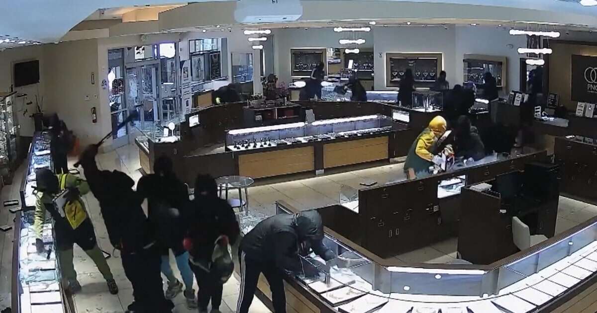 Video shows gang ransacking Californian jewelry store in smash and grab raid