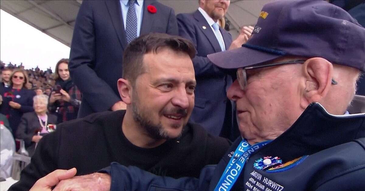 Zelenskyy shares emotional moment with U.S. veteran in Normandy