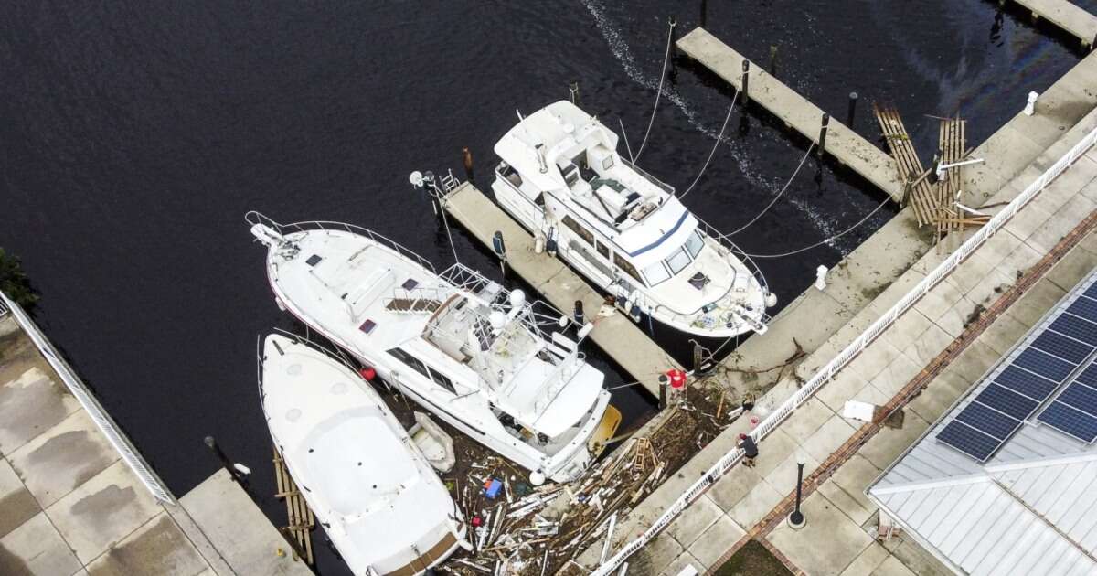 Milton storm surge leaves boats scattered across marina