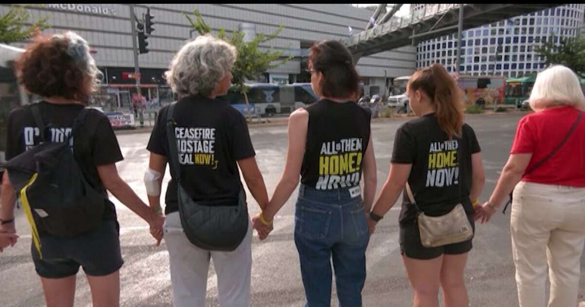 Women in Tel Aviv form human chain to call for Gaza hostages release