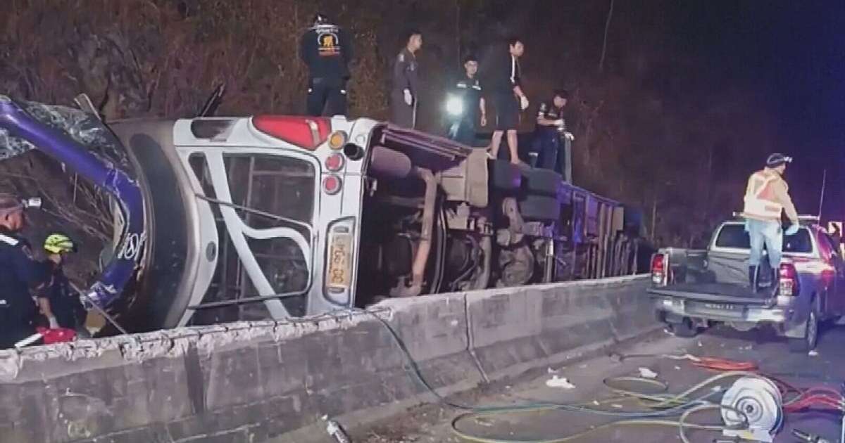 At least 18 people dead and multiple injured after Thai bus overturns