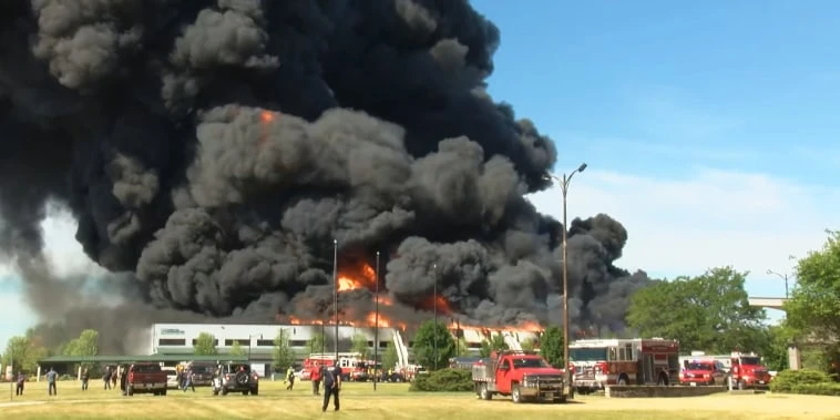 Video shows flames engulfing a chemical plant in Northern Illinois