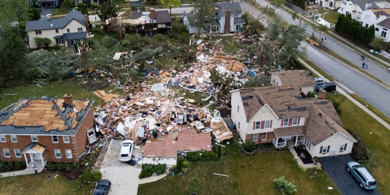 Drone video shows aftermath of tornado in Chicago-area suburbs