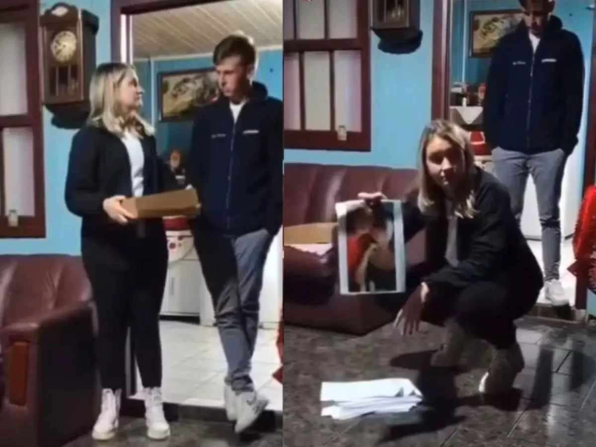 Marido exposto no 'chá revelação da traição' surge com suposta amante