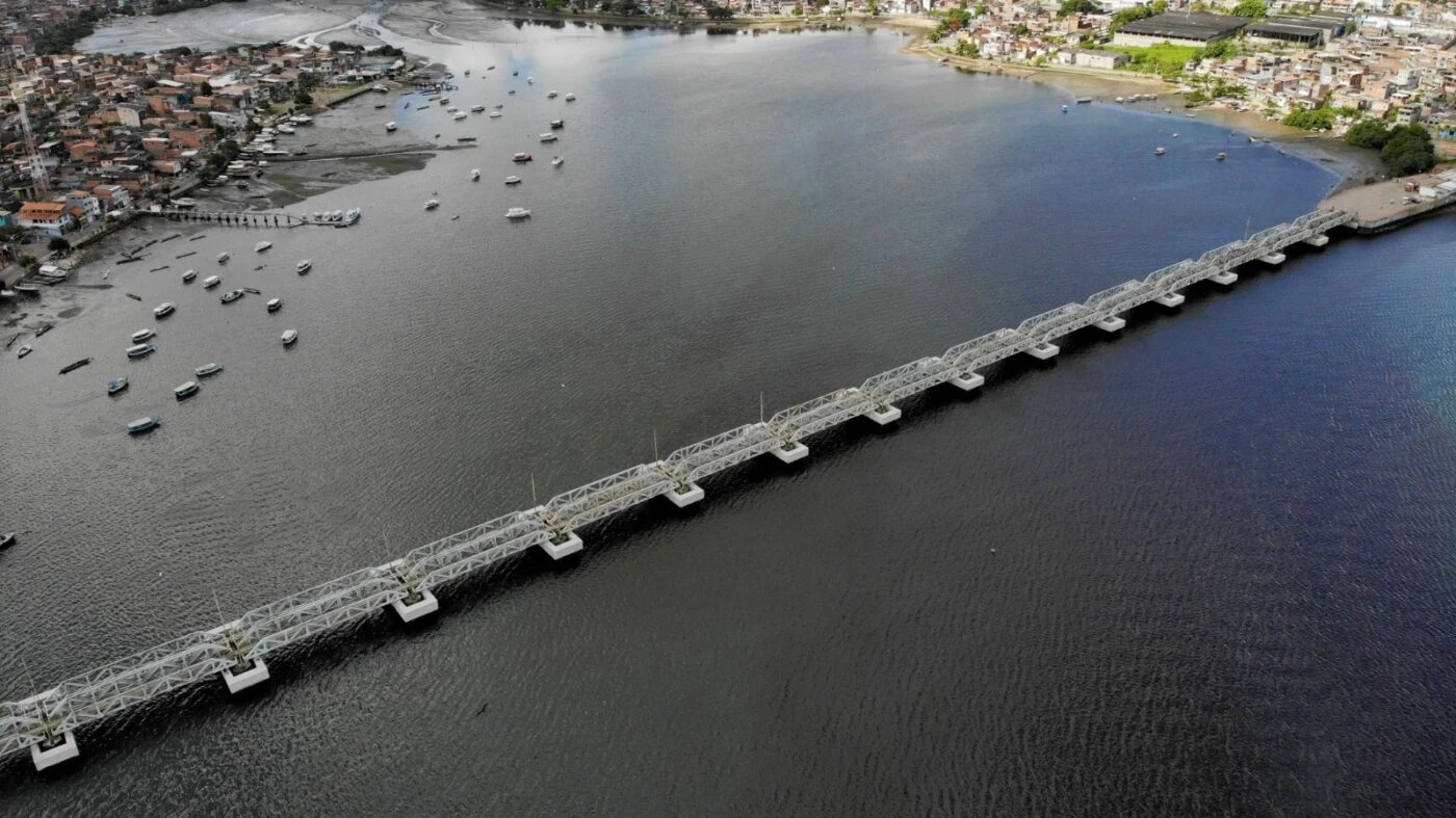 Ponte São João passa por elevação e restauração como parte das obras do VLT em Salvador