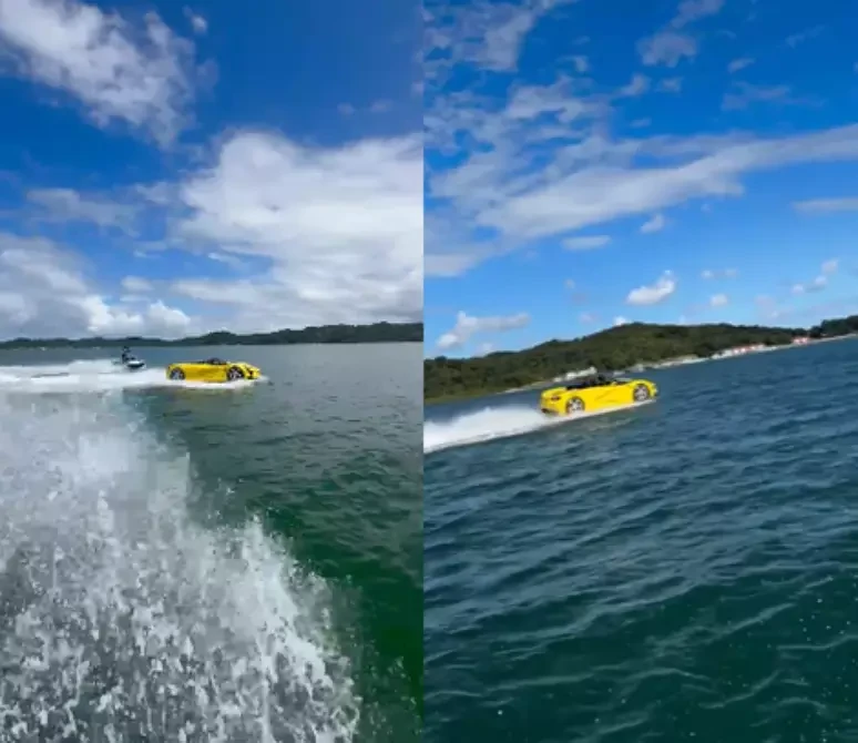 Réplica de carro esportivo que flutua no mar viraliza em Salvador; veja quanto custa o passeio