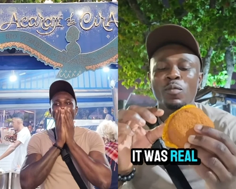 Nigeriano se emociona ao comer acarajé em Salvador e reconhecer sabor do akará, típico do seu país
