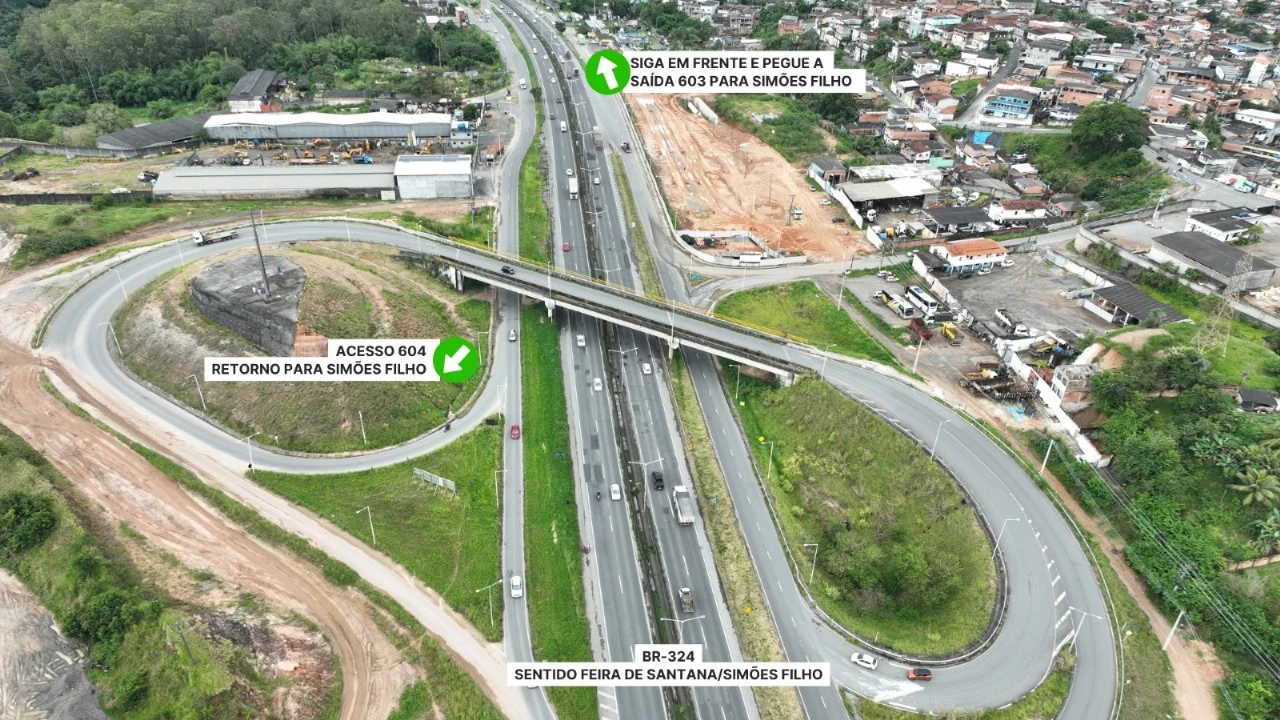 Veja como fica o acesso a Simões Filho com interdição na alça da BR-324