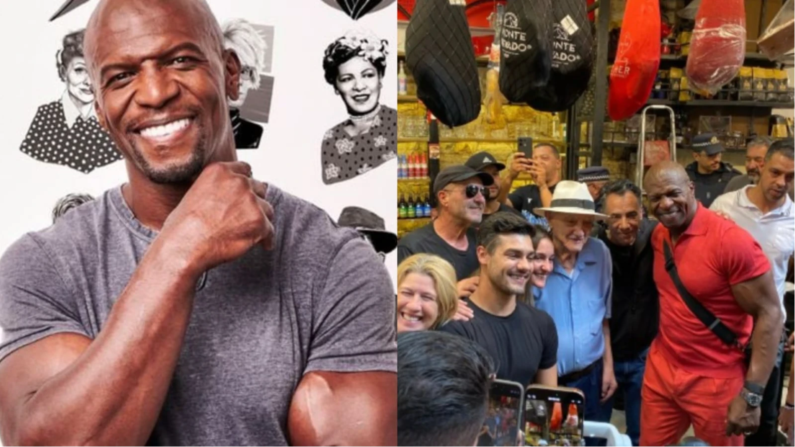 Terry Crews come sanduíche de mortadela em visita ao Mercadão de SP: 'Quero voltar sempre!'