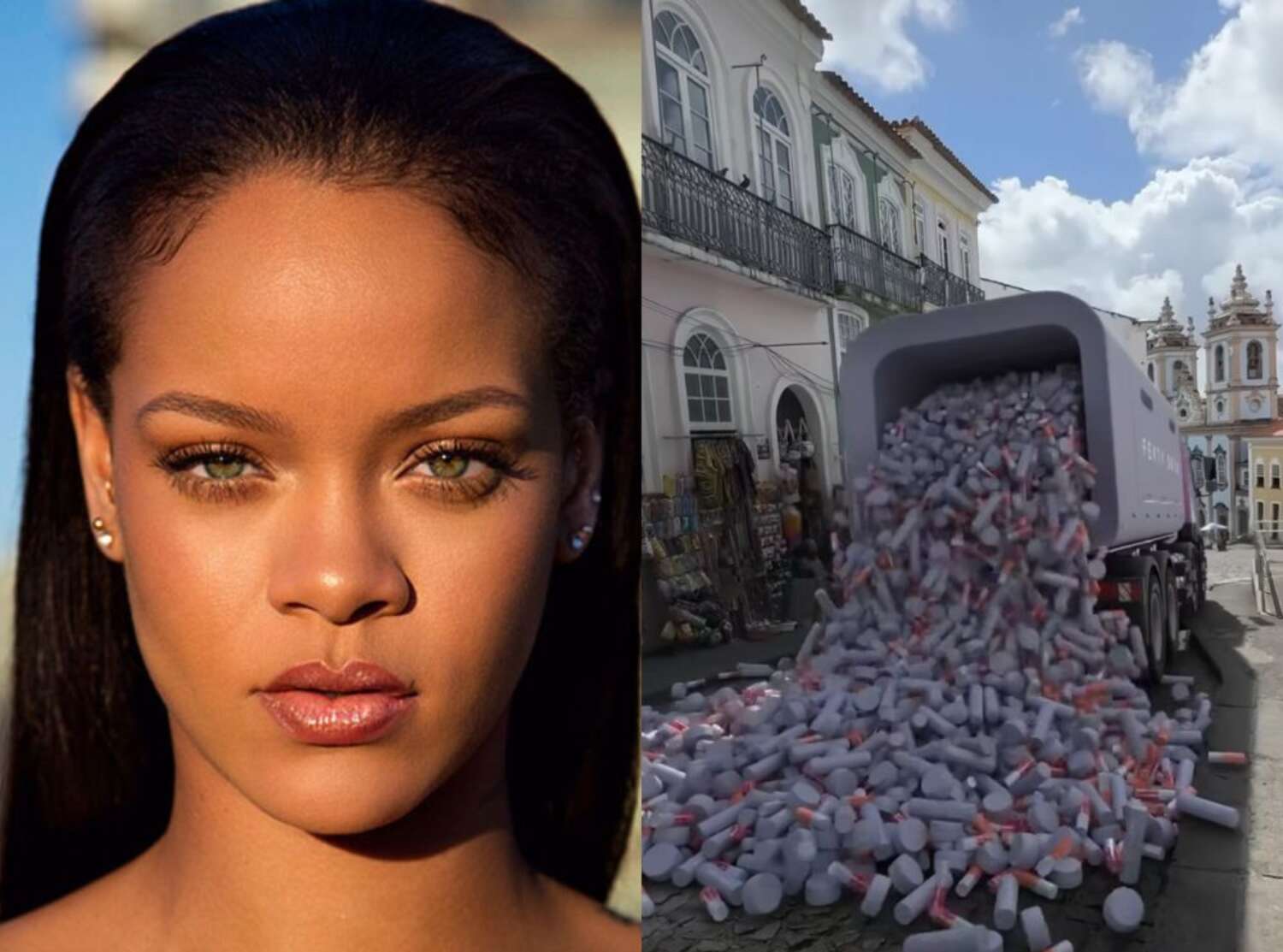 Rihanna põe caminhão virtual nas ruas do Pelourinho para anunciar chegada de Fenty Skin no Brasil