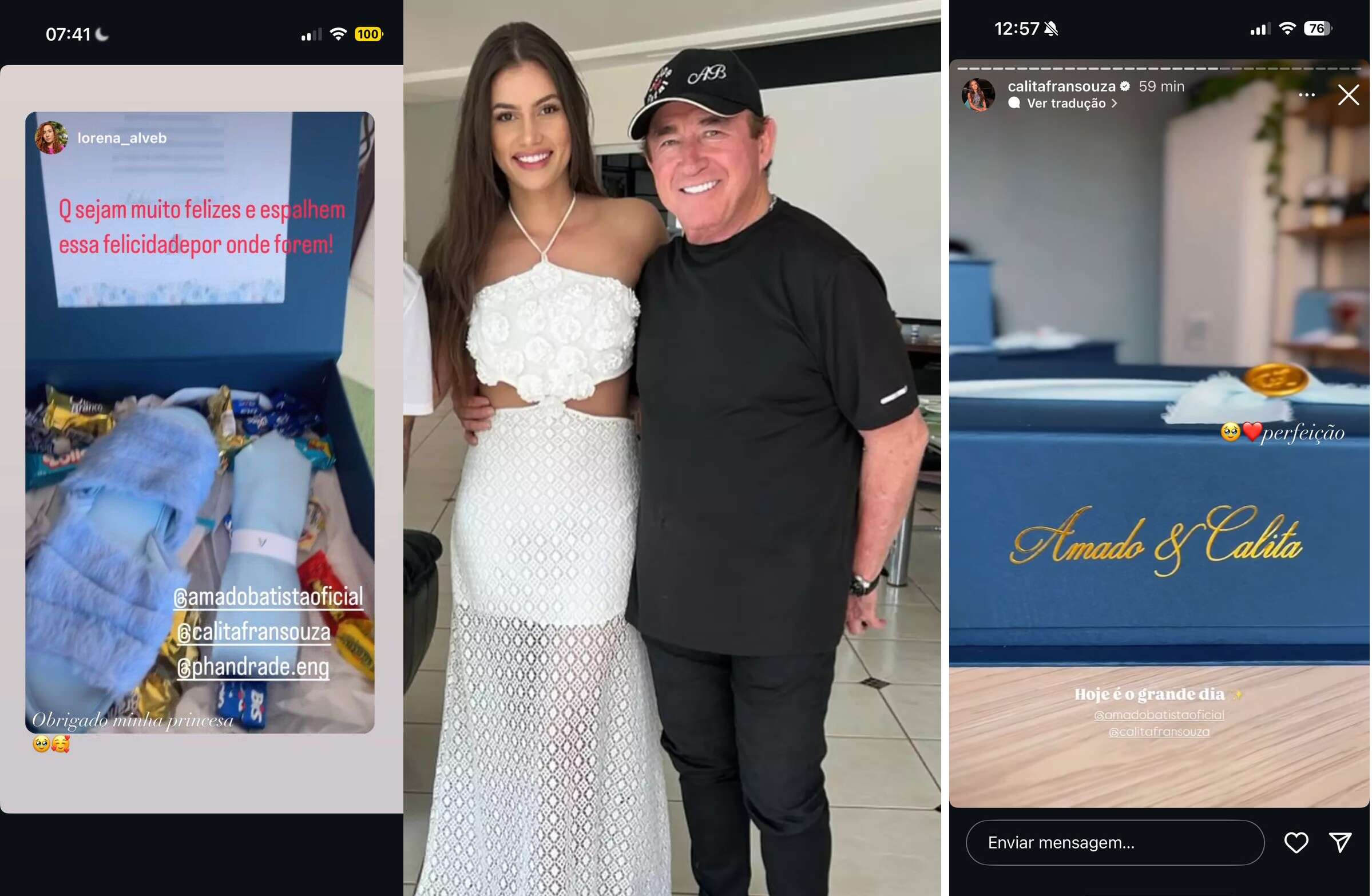 Toalhinha, bis e chocolate caribe: o que as madrinhas receberam no casamento de Amado Batista e Calita Franciele