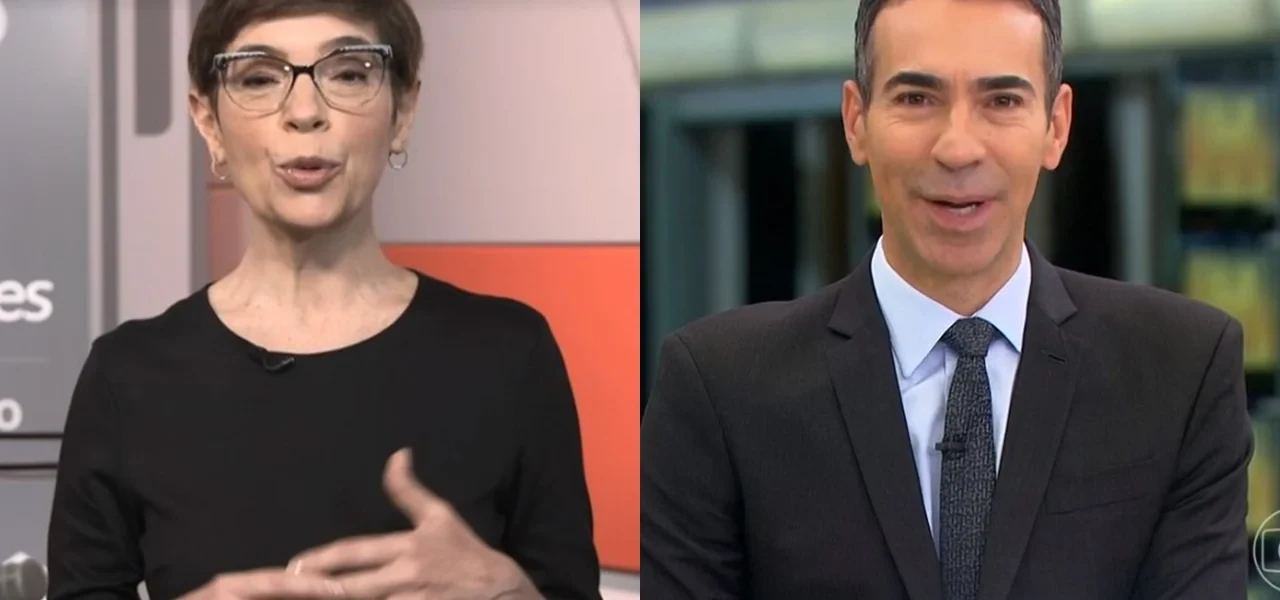 VÍDEO: César Tralli se declara para Renata Lo Prete e beija testa da jornalista em público