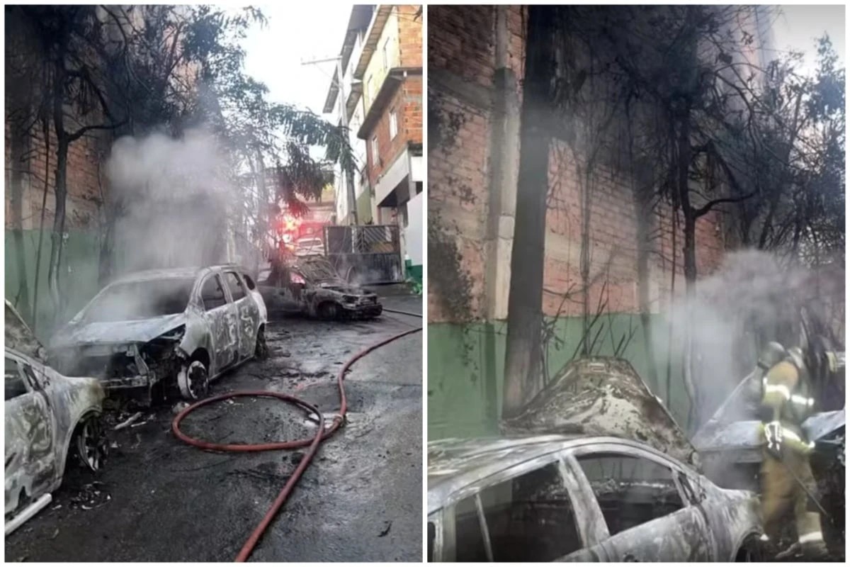 Incêndio destrói cinco veículos e danifica outro em rua sem saída no Cabula