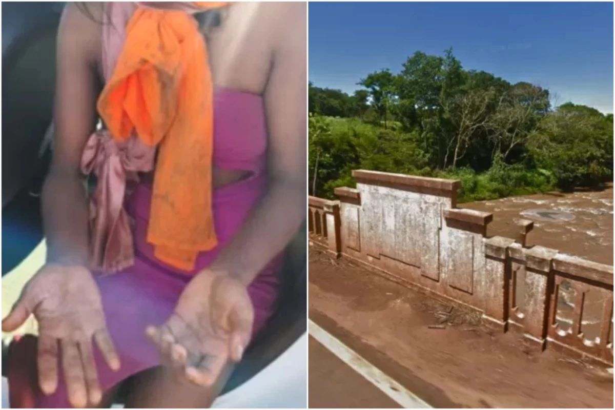Mulher é agredida, jogada de ponte amarrada e sobrevive após nadar em rio