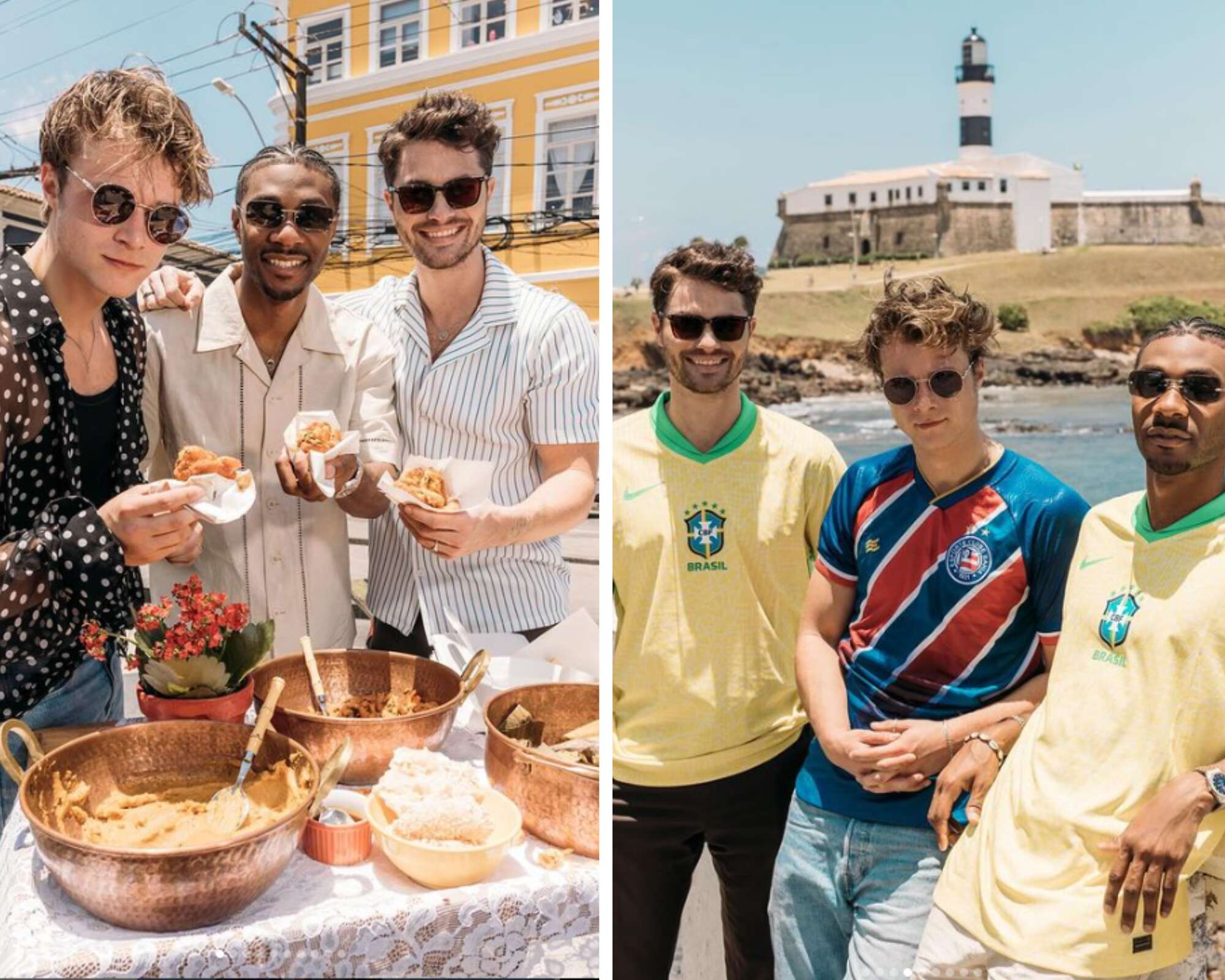 Atores da Netflix comem acarajé e tomam caipirinhas durante tour por Salvador; assista