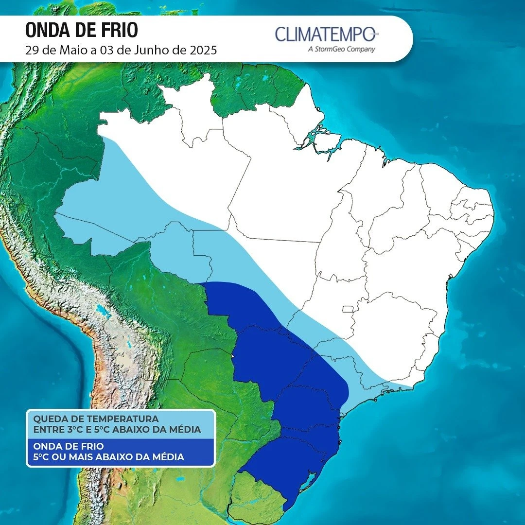 Forte frente fria chega ao Brasil nesta quarta (28); previsão é de neve, temporal e geada