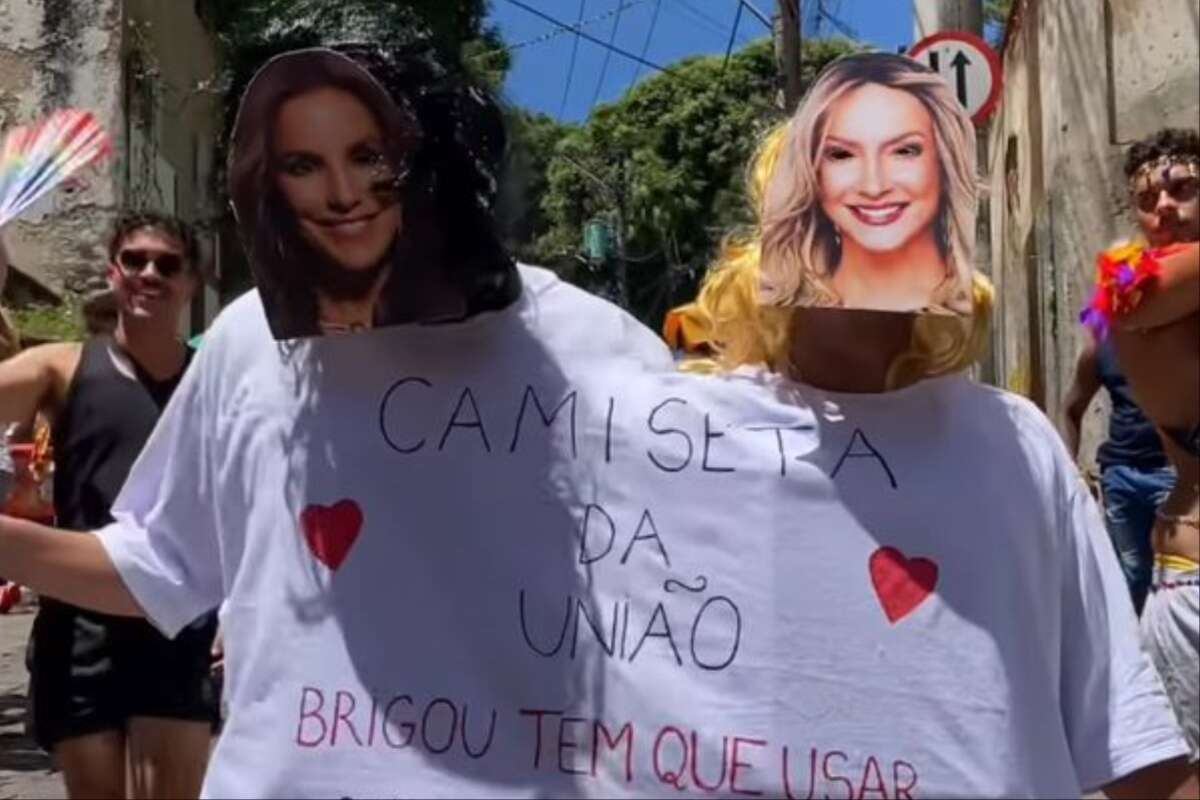 Foliões se fantasiam de Ivete e Claudia usando 'camiseta da união' em Salvador