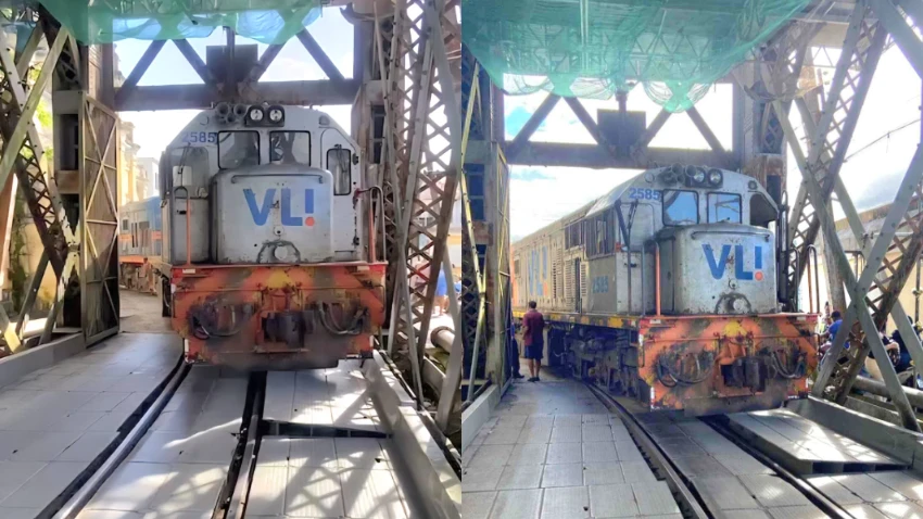 Trem descarrila na Ponte Dom Pedro II entre Cachoeira e São Félix