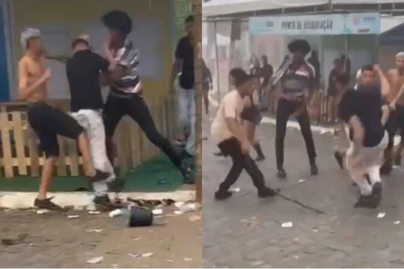 Socos e pontapés: briga generalizada assusta pessoas no São João de Serrinha