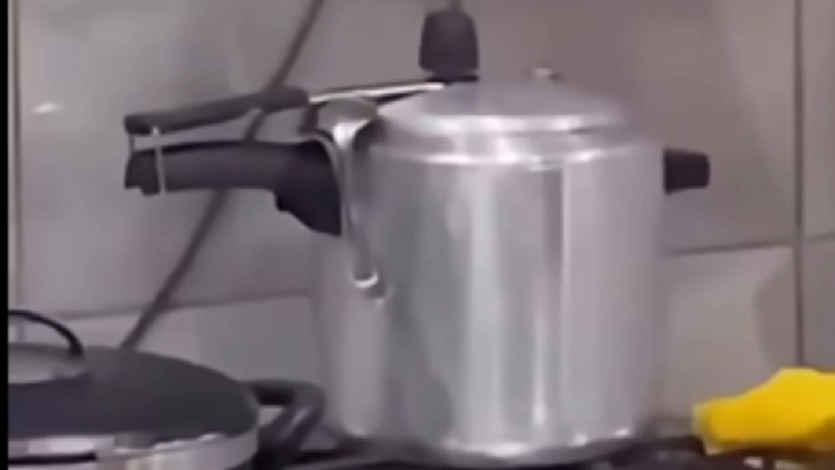 Vídeo: panela de pressão vira bomba quando família coloca colher no cabo; assista