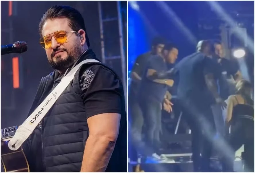 Cantor da dupla Bruno e Marrone cai de palco durante show e preocupa fãs; veja vídeo