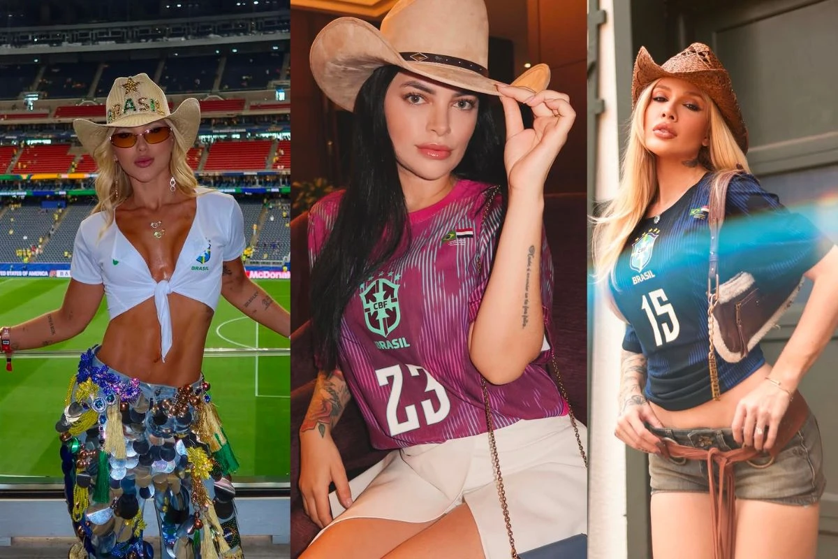 Chapéu da sorte? Parceiras de jogadores apostam em visual country em jogo do Brasil no Texas