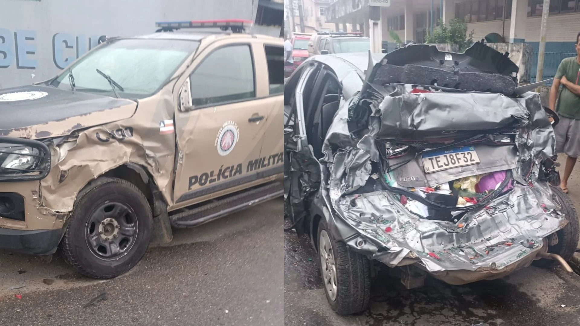 Caminhão desgovernado bate em viatura da PM e carros de passeio na Bahia; veja