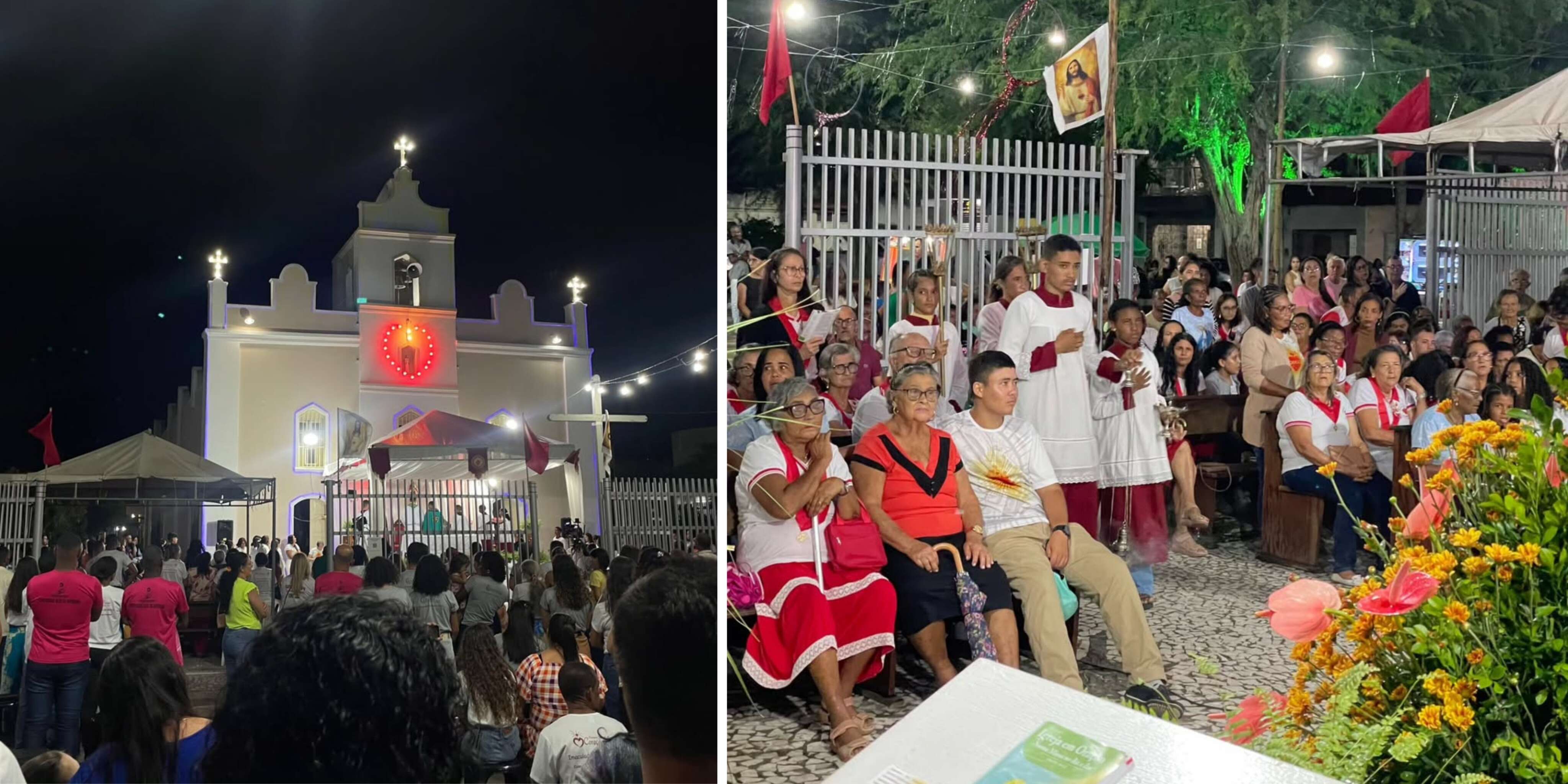 Igreja em cidade baiana ameaça desabar, e fiéis assistem missa do lado de fora