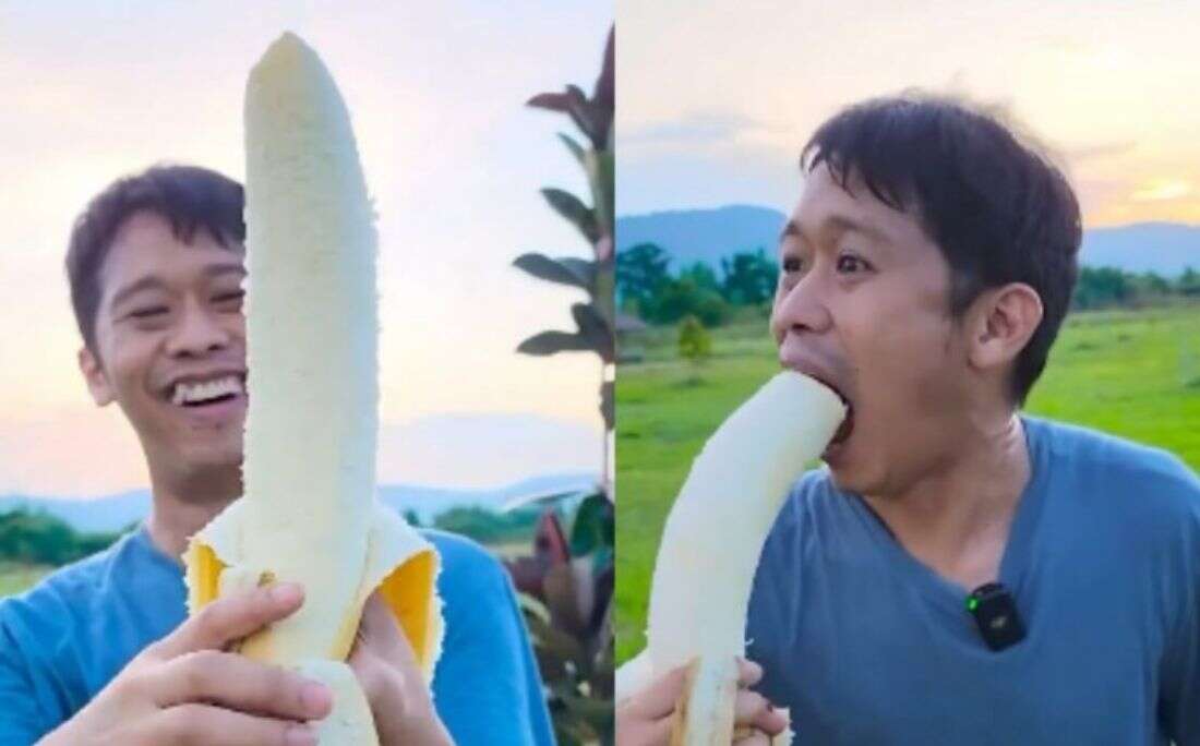 Vídeo: Homem choca ao tentar comer banana gigante de 1,5kg